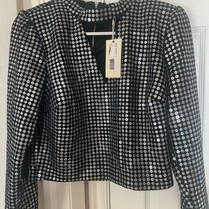Ramy Brook Black and Silver Sequin Blazer